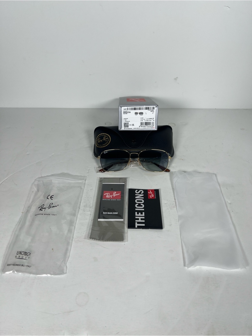 Ray-Ban 58MM Caravan Gold Frame Sunglasses with Gray Gradient G-15 Lenses